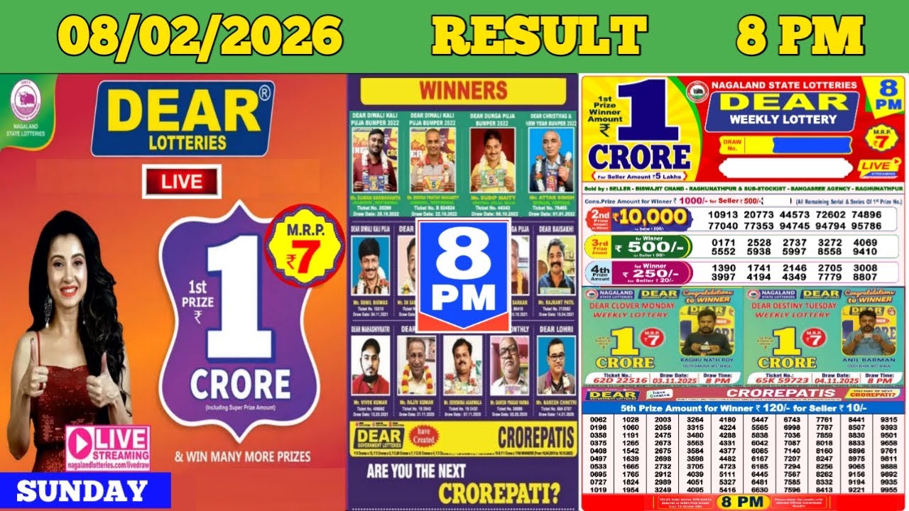 DEAR LOTTERY SAMBAD EVENING 8 PM RESULT TODAY LIVE DRAW ON 08.02.2026 NAGALAND SUNDAY