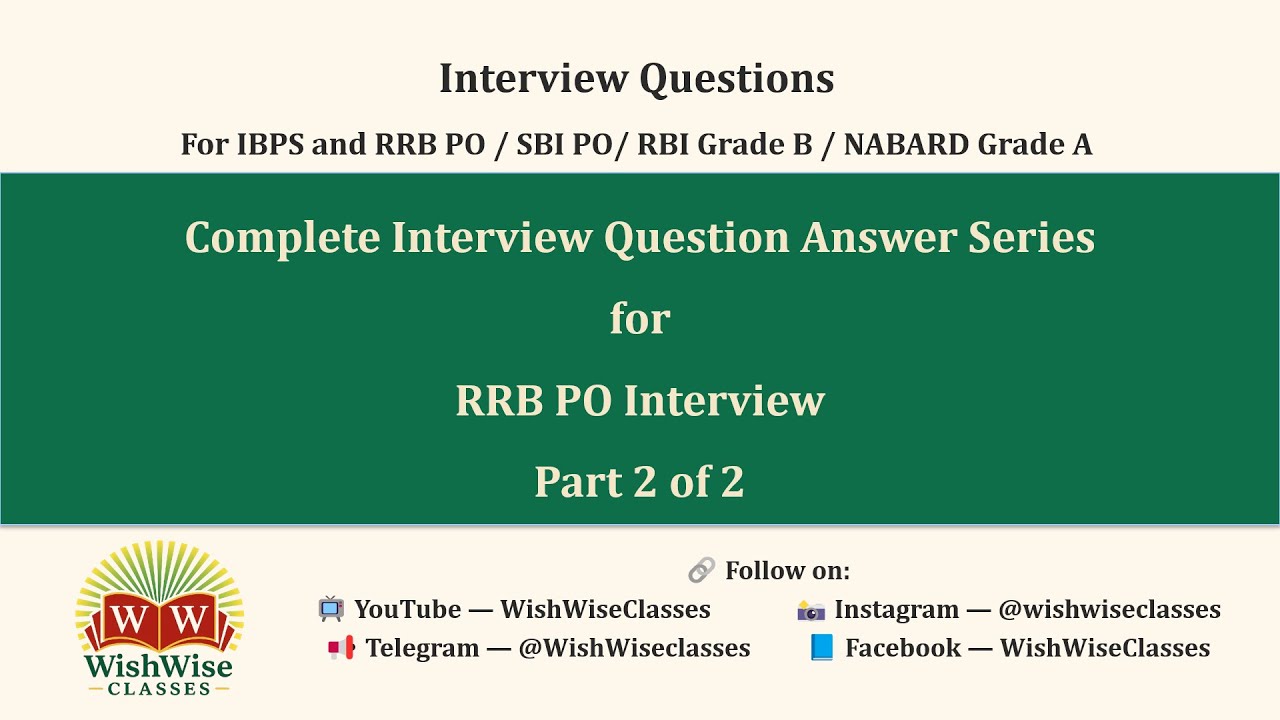 RRB PO Interview Questions and Answers &ndash; Part 2 of 2 | Banking Interview Preparation