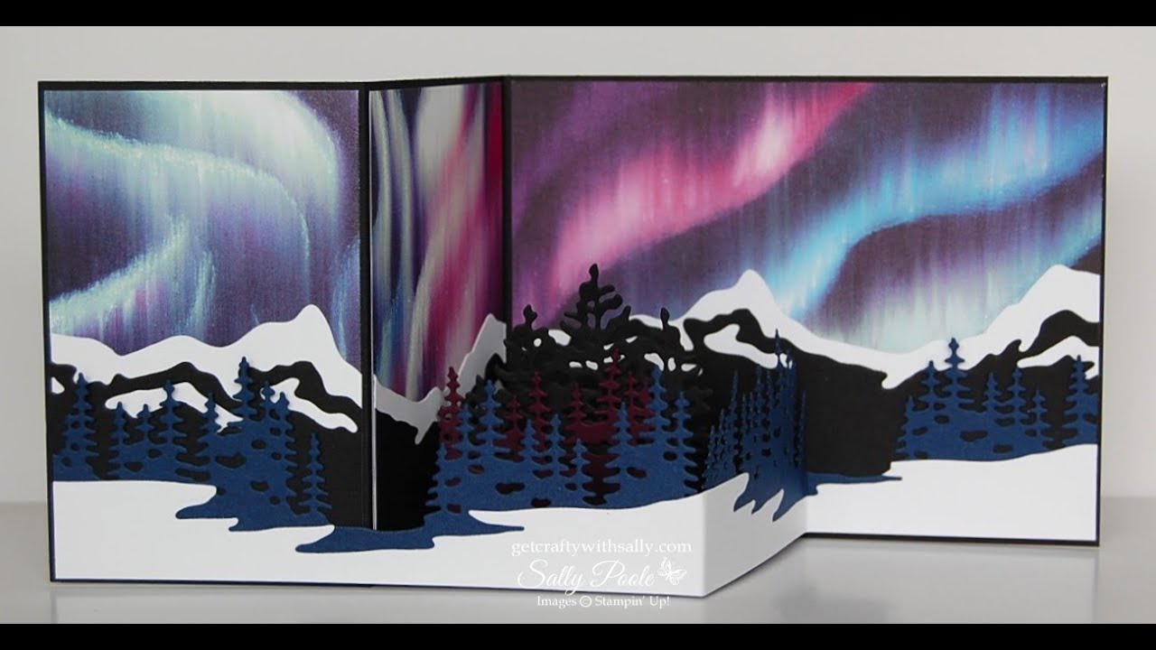 Двойная Z-образная открытка с дизайнерской бумагой Stampin' Up! Lights Of Aurora