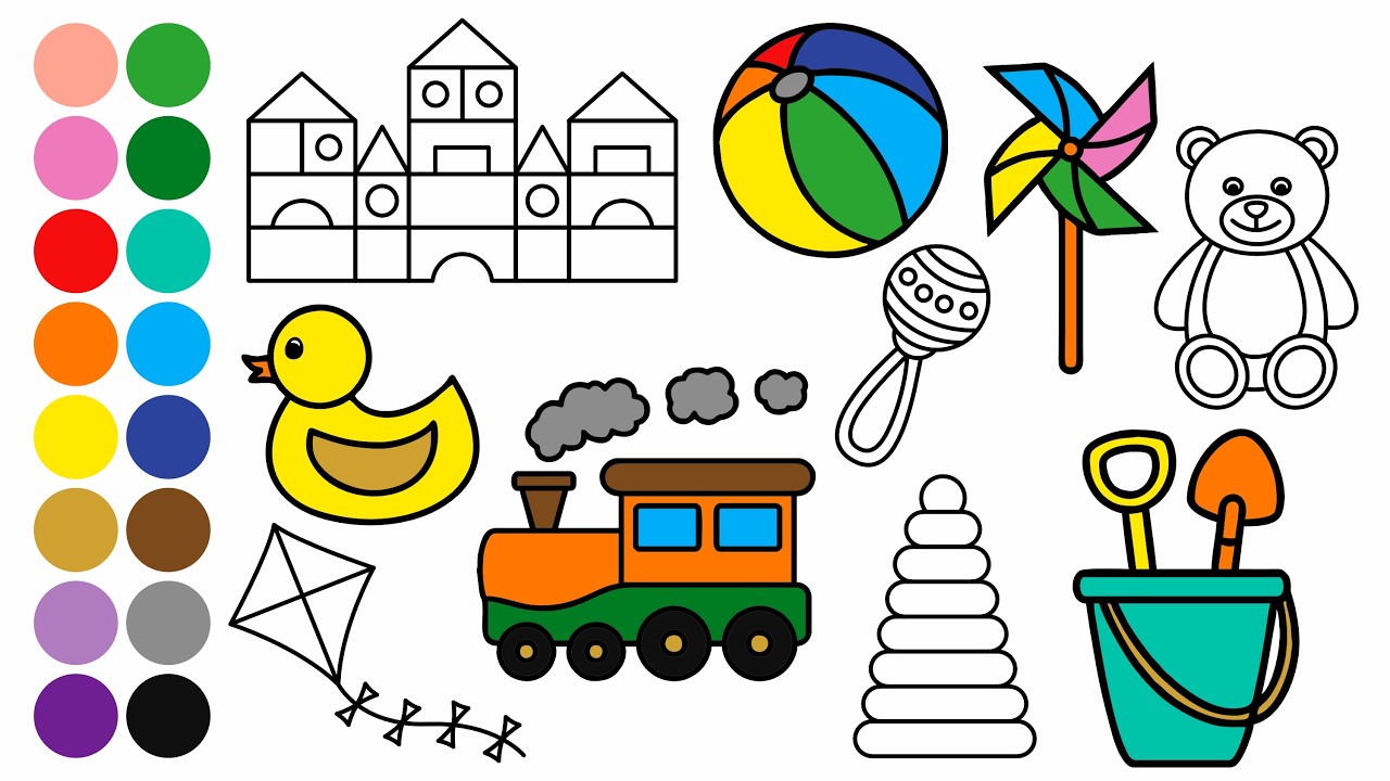 TOYS Drawing, Painting and Coloring for Kids, Toddlers | Learn How to Draw