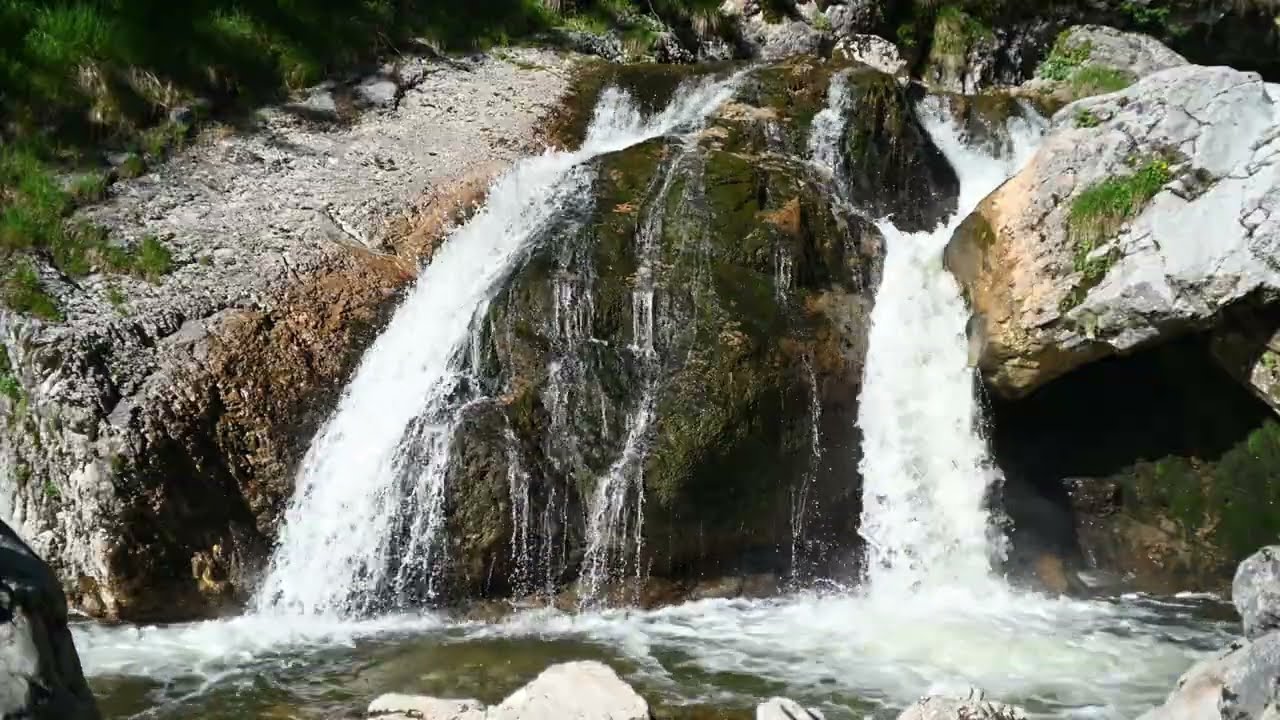 Waterfall Nature Sounds from an Amazing Mountain Stream - Intense Water Noises