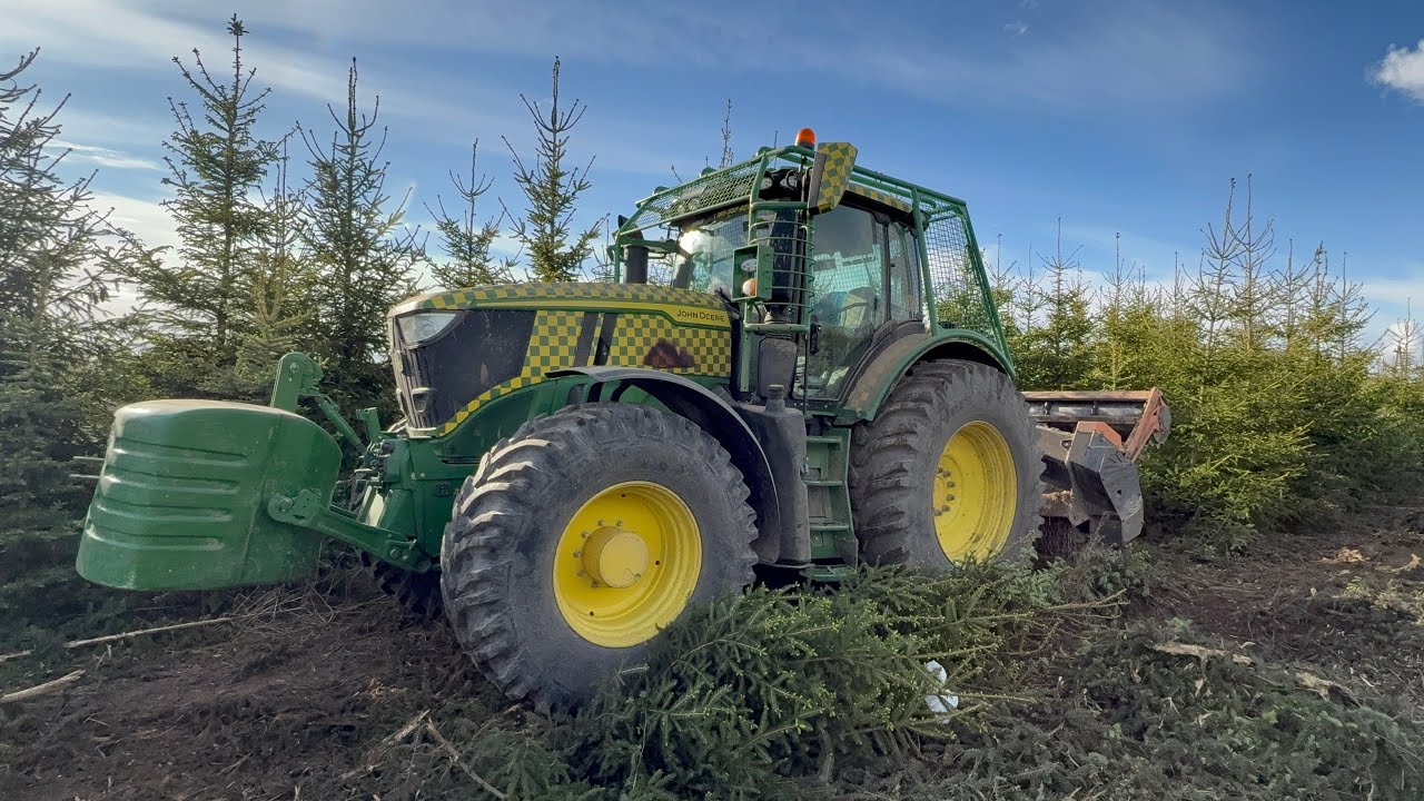 #846- Nietypowa akcja! Słomek za sterami mulczera! Kasujemy 6m świerki! John Deere 6r250+ TMC Cancel
