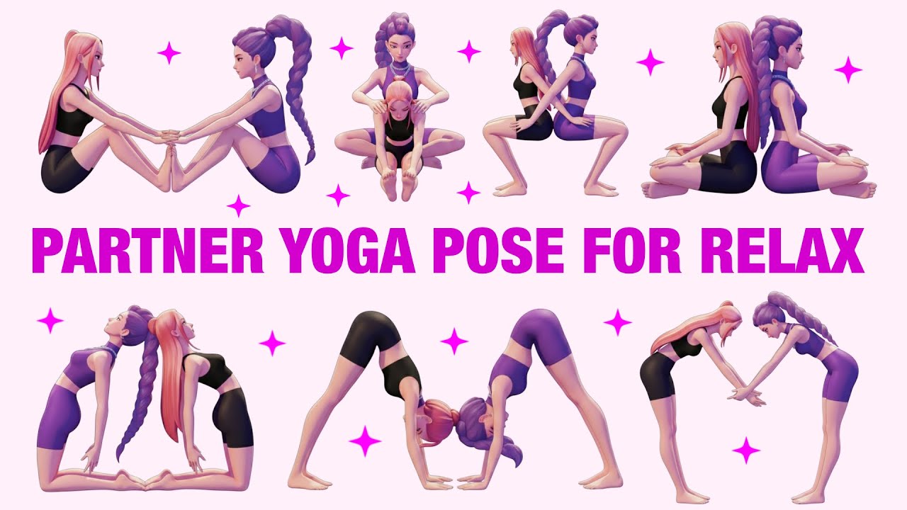 PARTNER YOGA POSE FOR RELAX WITH RUMI AND MIRA🧘&zwj;♀️| Kpop demon hunters yoga | yoga for kids