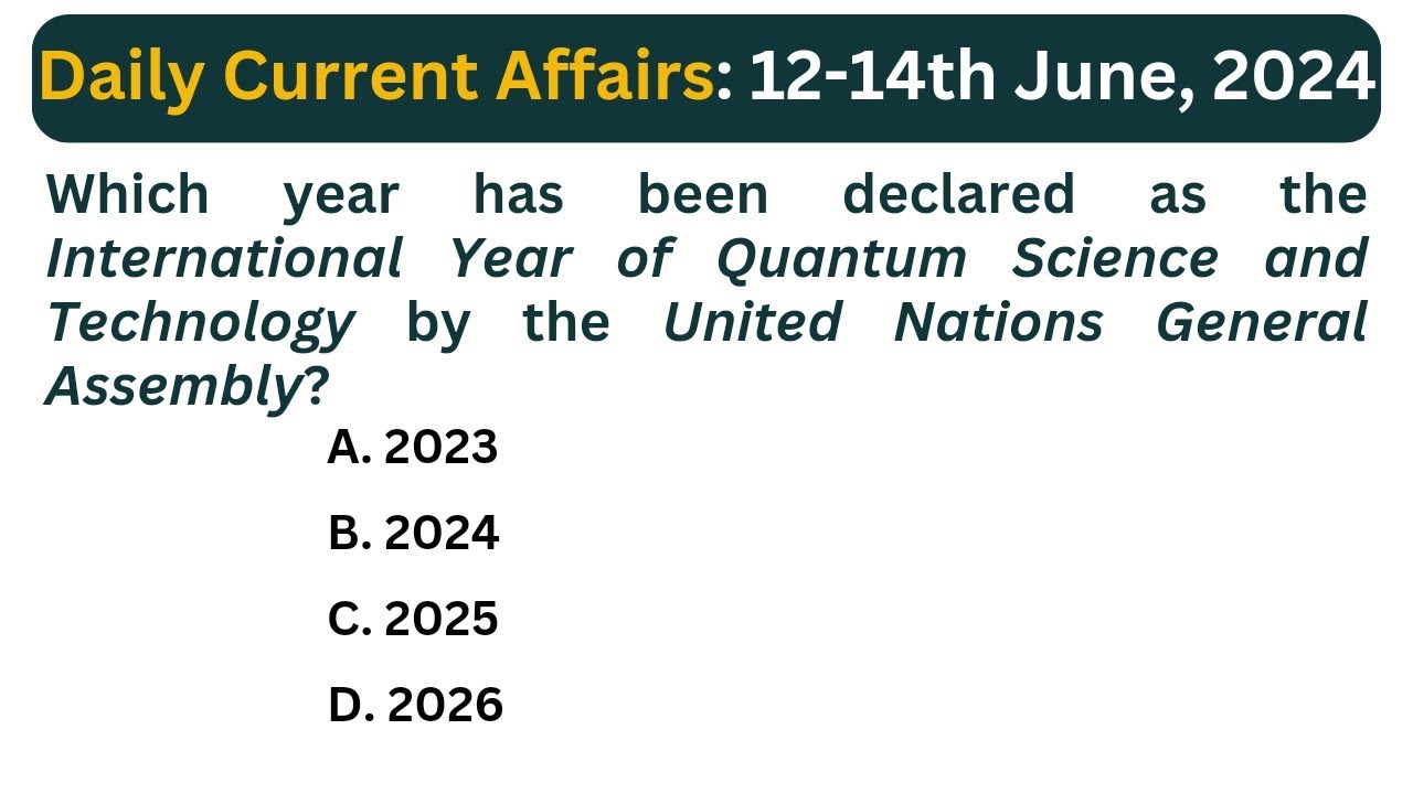 Today Current Affairs in English | 12-14 June 2924 | Daily Current Affairs 2024