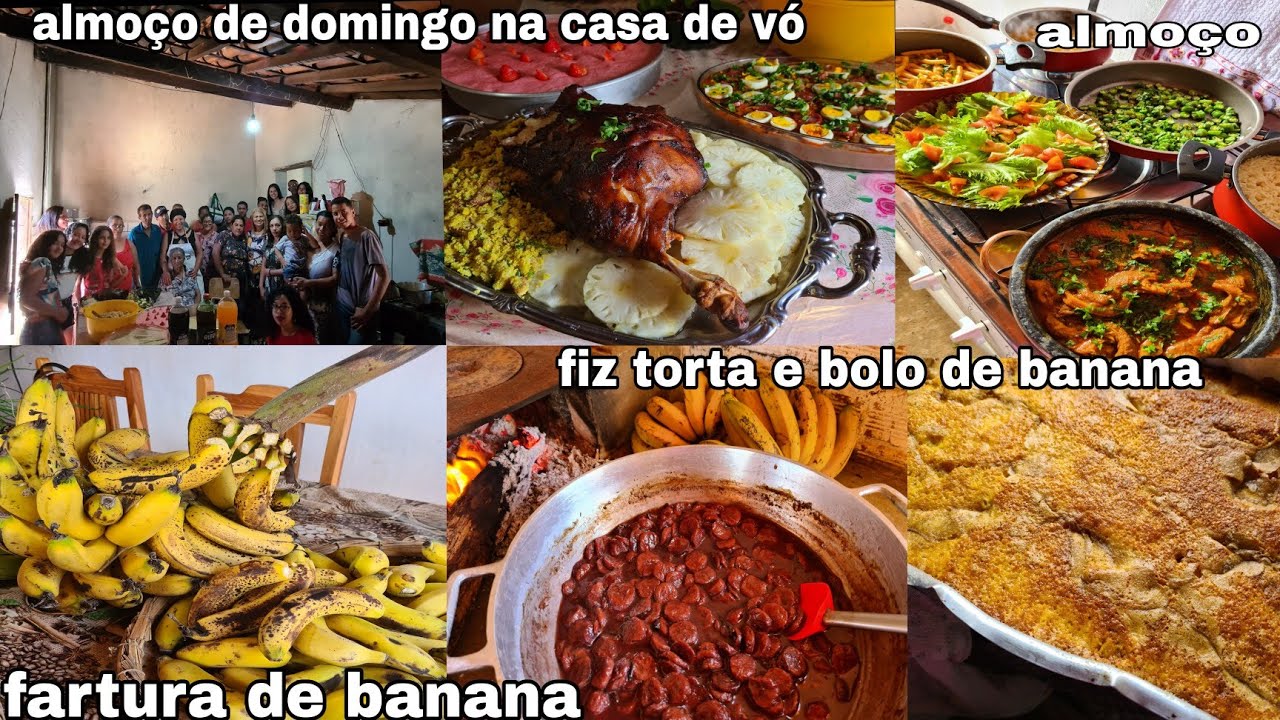ALMOÇO NA CASA DE VÓ/ FIZ TORTA E BOLO DE BANANA/ vlog de segunda feira