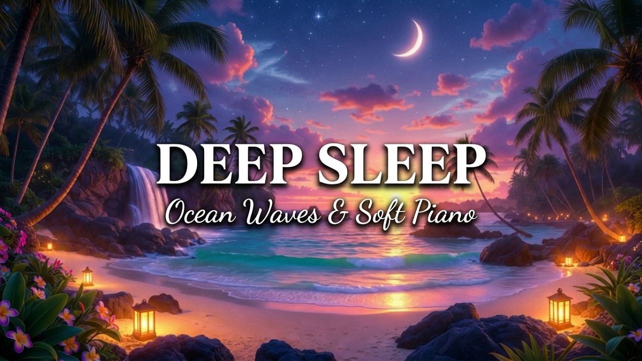 Sleep by the Sea 🌙 10 Hours Gentle Piano Music & Relaxing Ocean Waves | Deep Sleep