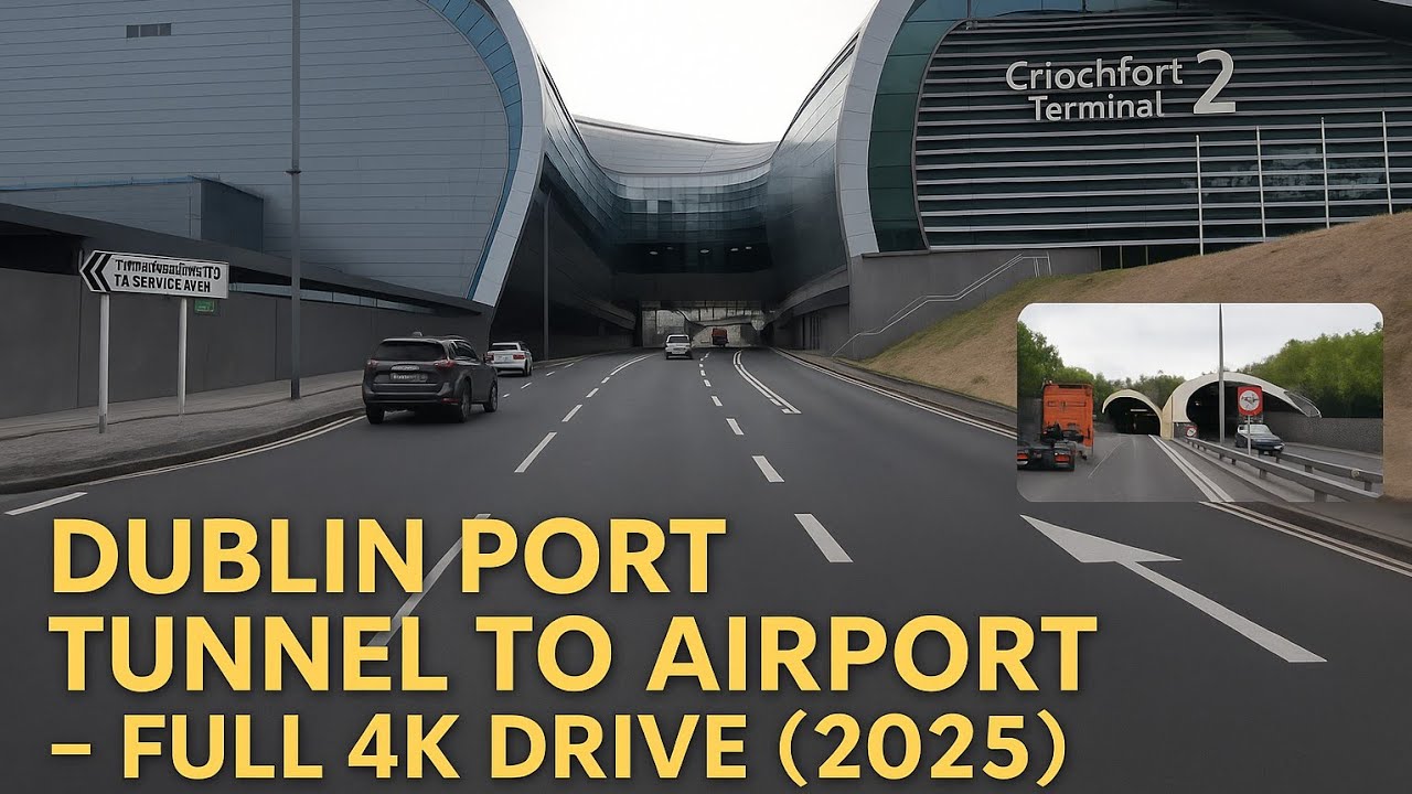 4K Dublin Port Tunnel Drive &rarr; Dublin Airport | Full Real-Time Journey