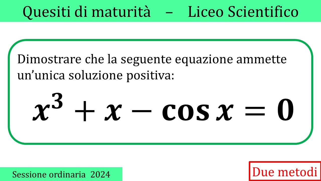 Maturit&agrave; 2024 - Equazioni e funzioni - ORDINARIA - QUESITO 4
