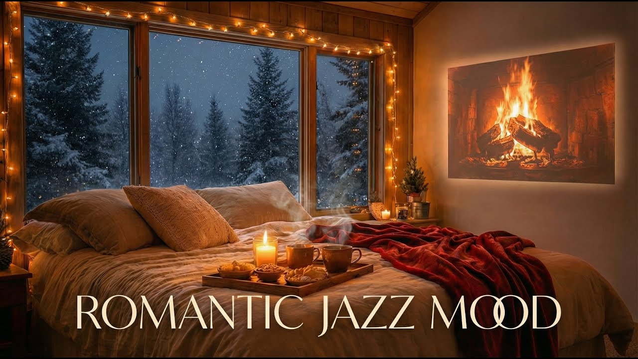 Warm & Cozy Evening | Romantic Jazz Ambience | Winter Cabin Mood | 4K, 2 Hours