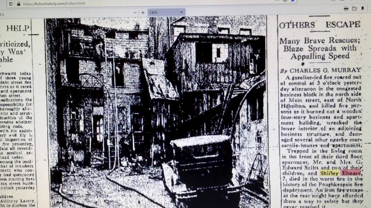 1935 Poughkeepsie, New York Fire at 411 Main Street which claimed five lives.