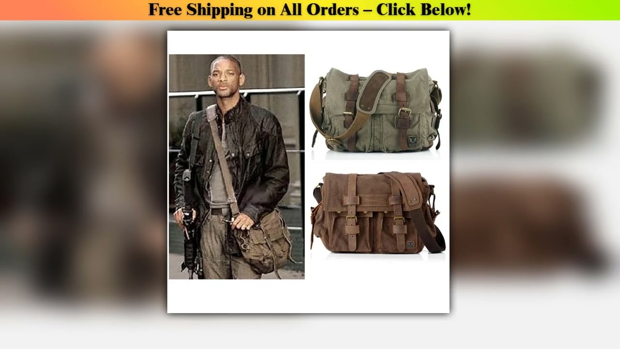 Will Smith Canvas +Genuine Leather Men Messenger Bags Canvas Shoulder Bag Men Crossbody Bags Sling