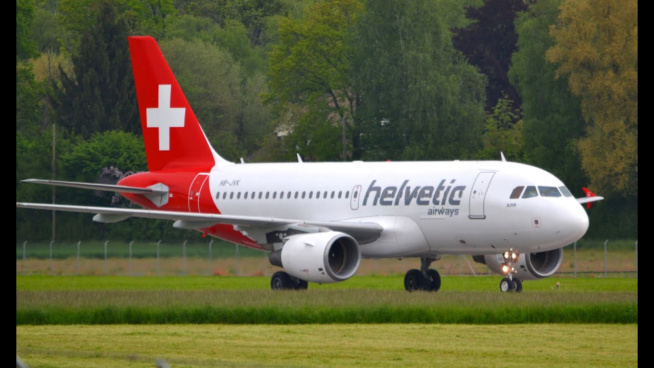 Helvetic Airbus A319 - First landing in Berne HD