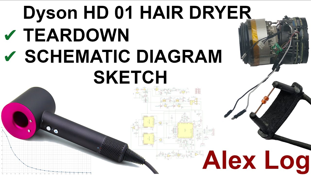 Dyson HD 01 Hair Dryer repair, teardown, schematic diagram sketch