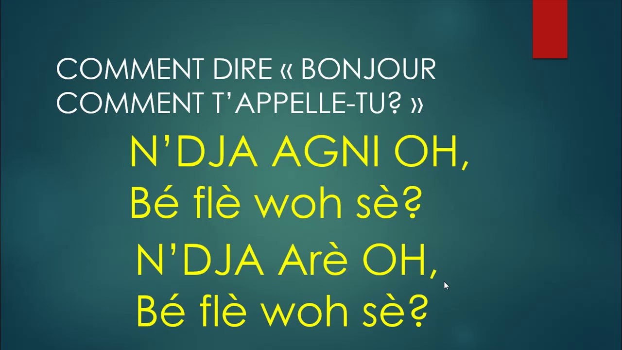 BAOULE FACILE - Comment dire bonsoir en baoule