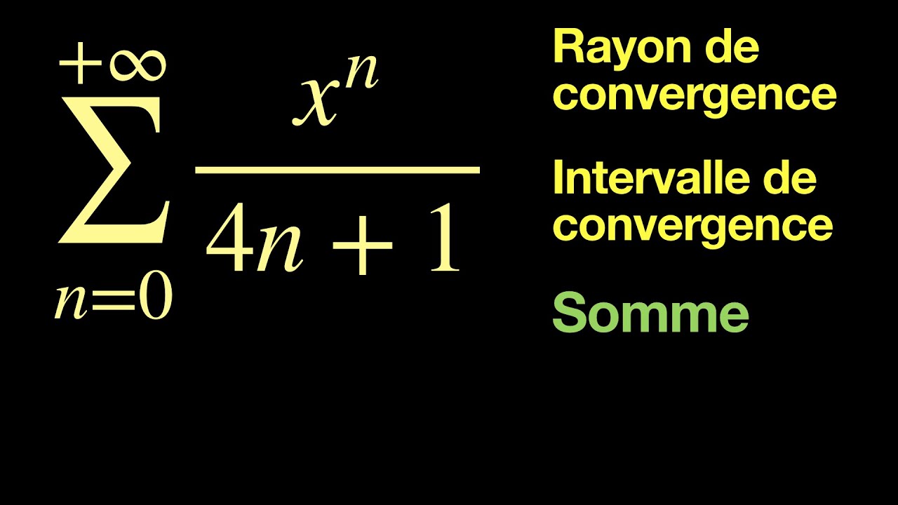Rayon de convergence, intervalle de convergence et somme d’une série entière