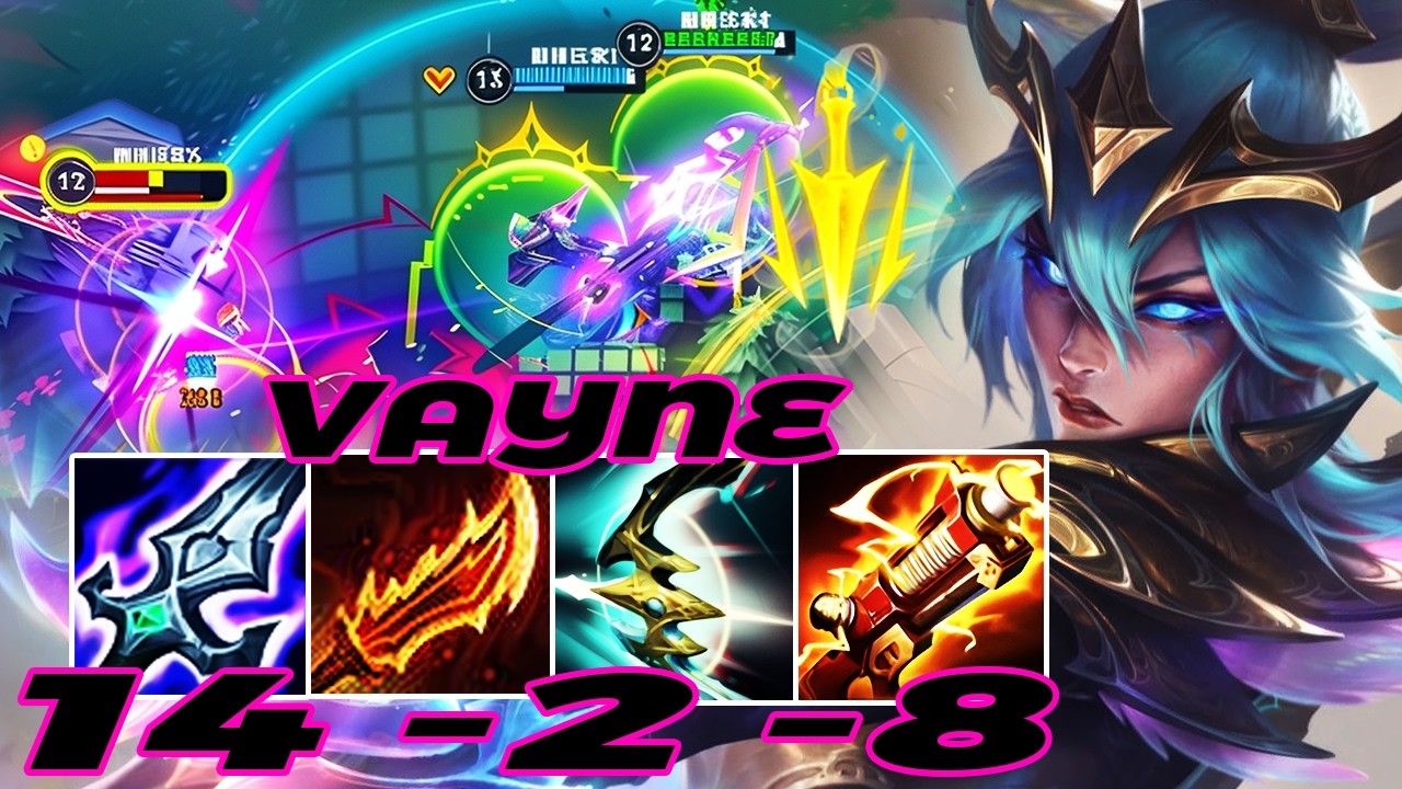 WILD RIFT VAYNE ADC GAMEPLAY | 14 -2 -8 MVP | VAYNE BUILD RUNES