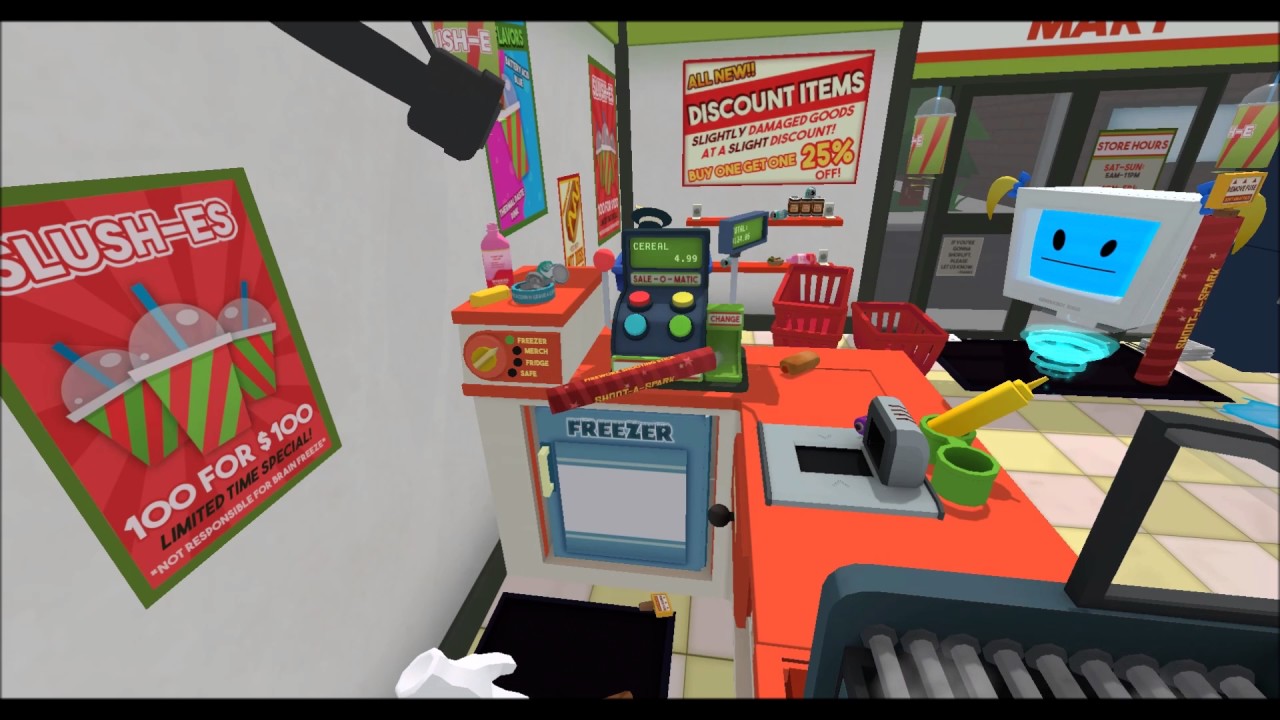 Job simulator messing with the customers in the store
