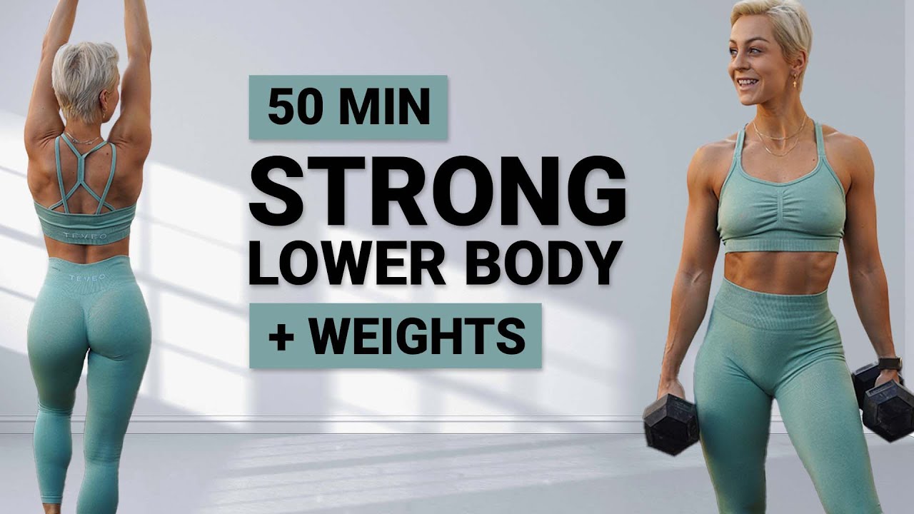 50 MIN STRONG LOWER BODY WORKOUT | Quads | Hamstrings | Glutes | Calves | At Home Legs | + Weights