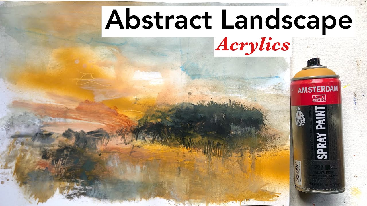 I tried Acrylic SPRAY PAINT on my Abstract Landscape Painting