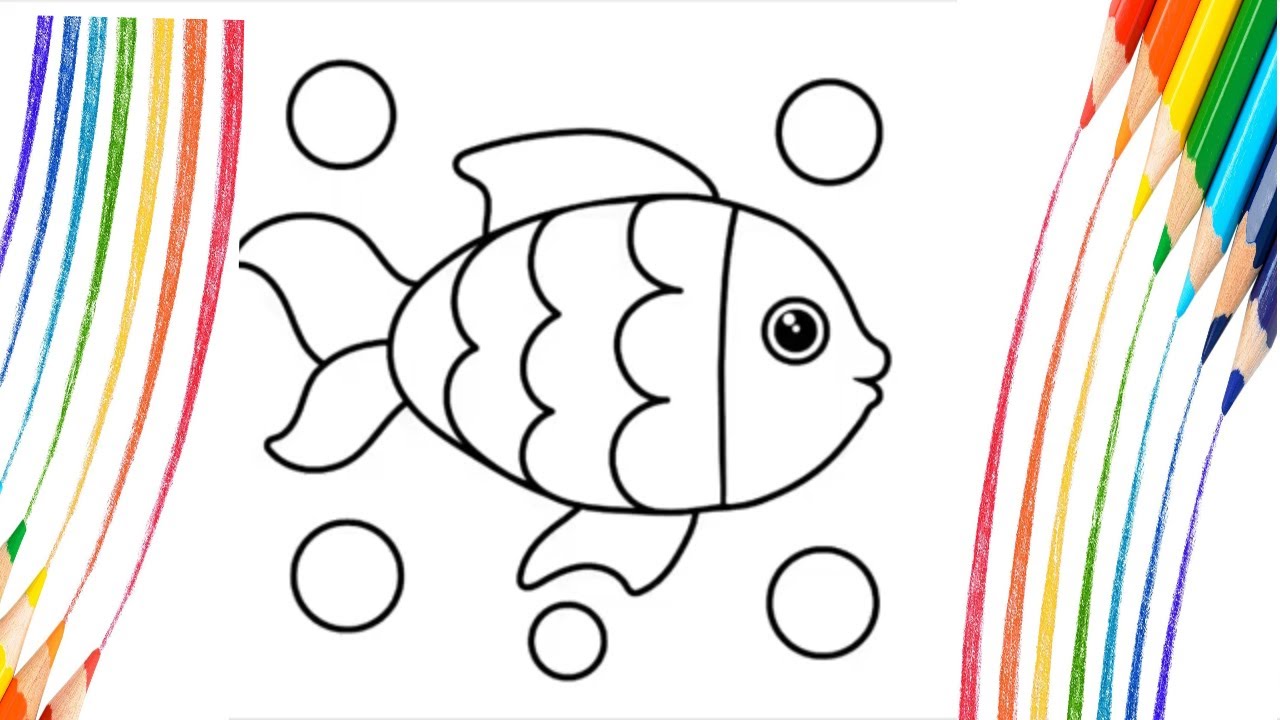 Les petits poissons dans l’eau, comptine pour enfants |  Coloriage