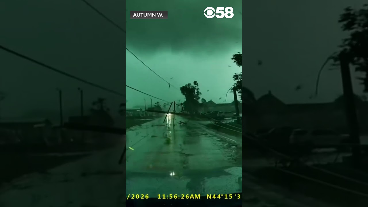 Terrifying video from Appleton shows power lines and trees torn down by storms