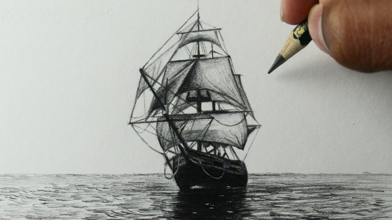 Como desenhar um Barco a velas - PASSO A PASSO - narrado