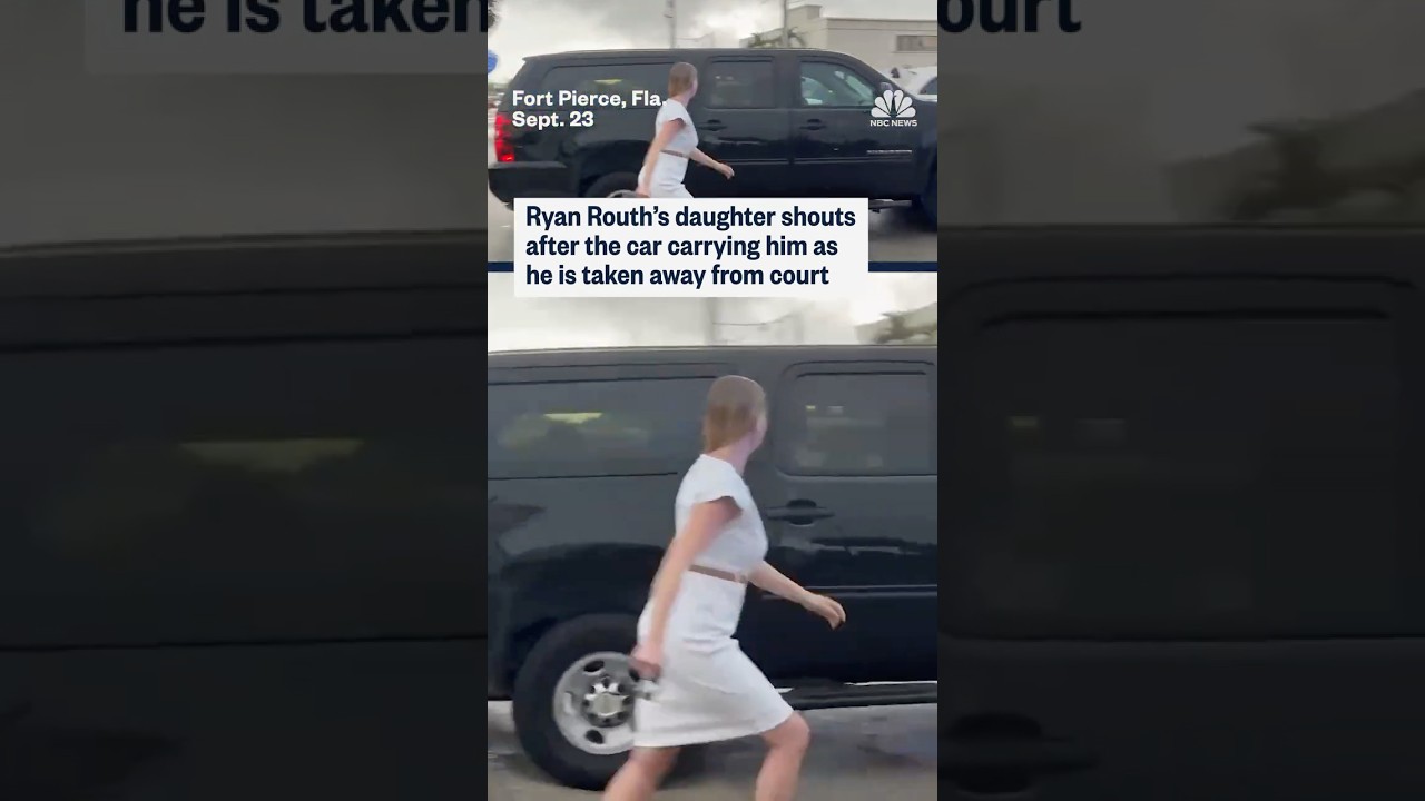 Ryan Routh's daughter shouts after the car carrying him as he is taken away from court