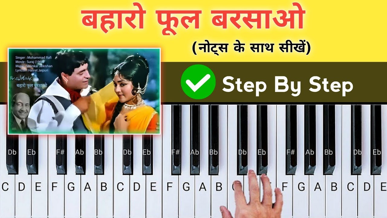 Baharo Phool Barsao Piano Tutorial | Step By Step With Notes