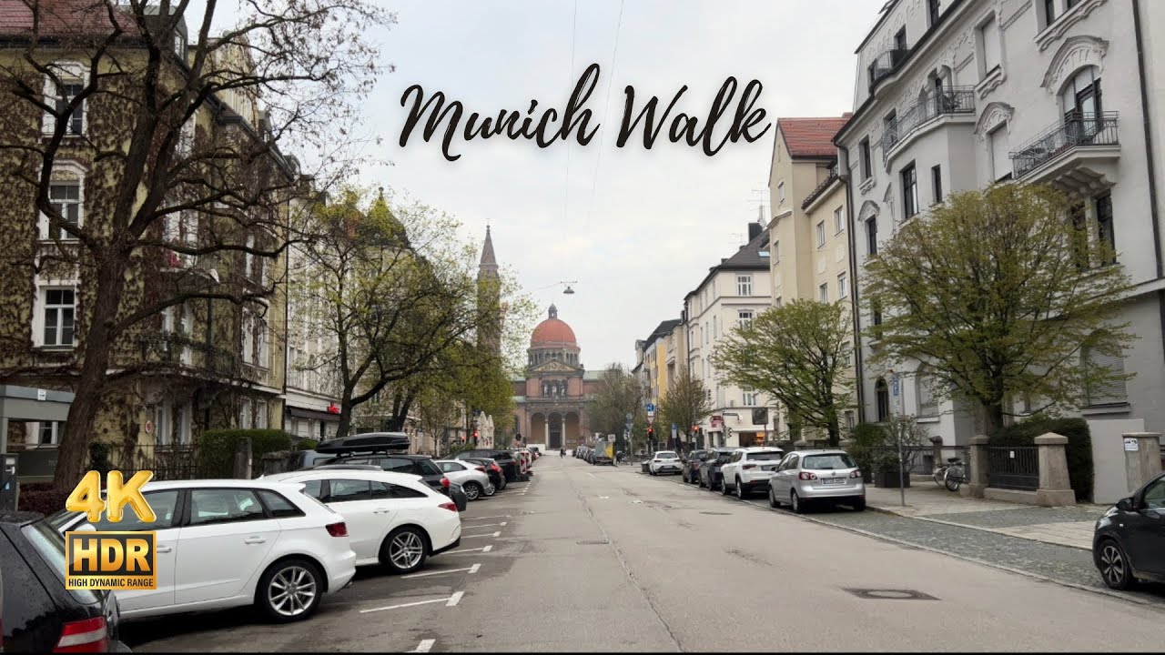 Munich 7 AM Morning Walk in Schwabing Residential Area - 4K HDR