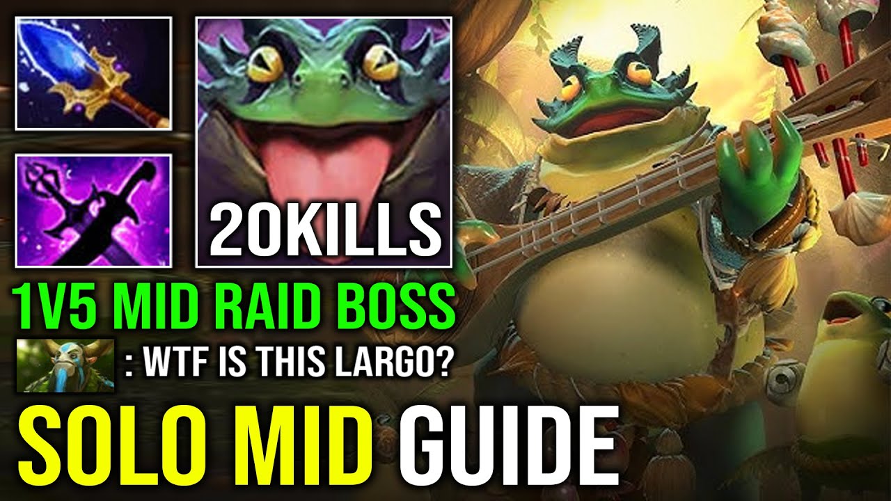 How to Solo Mid Largo 1v5 Raid Boss First Item Scepter AOE Damage Run At Everyone Dota 2