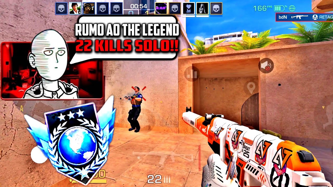 CARREGUEI FAZENDO 22 KILLS SOLO RUMO AO LEGEND | ROG PHONE 6 165 FPS - STANDOFF 2