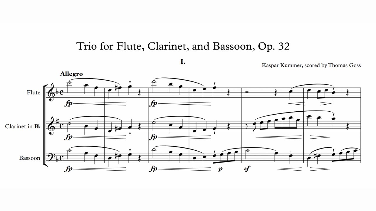 Kaspar Kummer: Trio for Flute, Clarinet, and Bassoon, Op. 32 (1827)