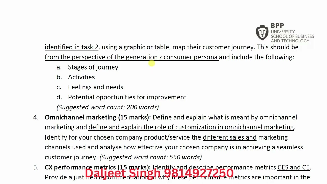 Management Assignment (Customer experience): BPP University