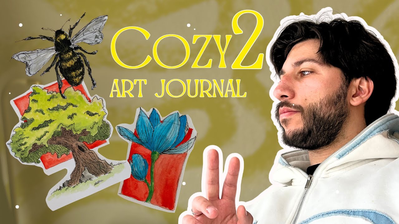 Cozy Art Sketchbook | Relaxing Watercolor Drawing Process (Tree, Flower, Bee)