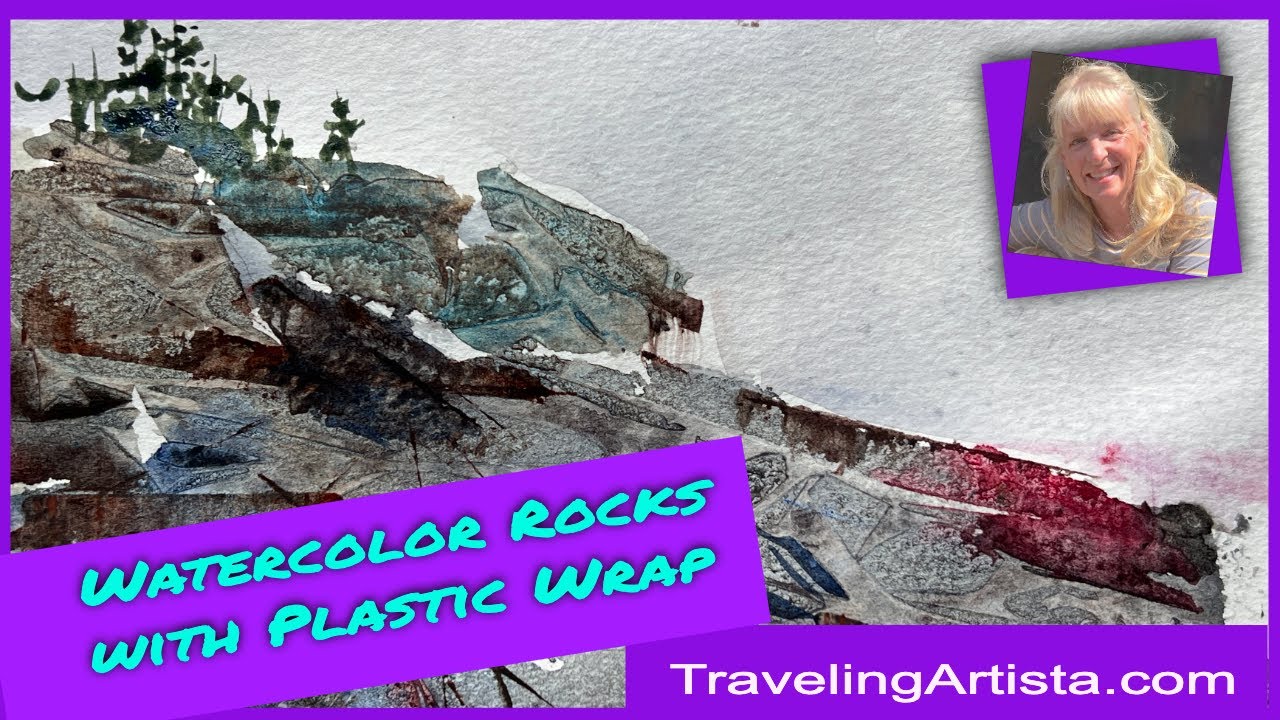 How To Create Watercolor Rock Textures With Plastic Wrap