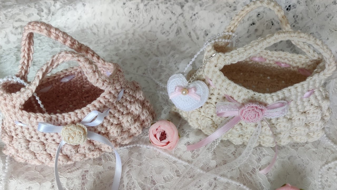 Tuto réaliser un mini sac 👜👜 au #crochet (point bulle) #shabby 🧶🪡❤️🥰