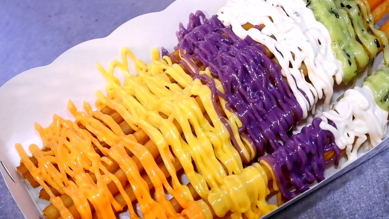 Rainbow​ Super Long French Fries Taiwanese Street Food in Thailand - Thai Street Food | Tasty Street
