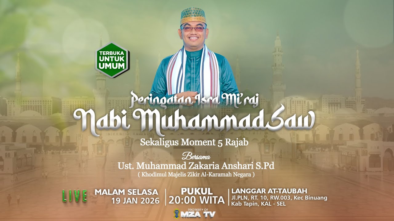 [LIVESTREAM] Peringatan Isra Mi'raj Sekaligus Moment 5 Rajab | LANGGAR AT-TAUBAH BINUANG