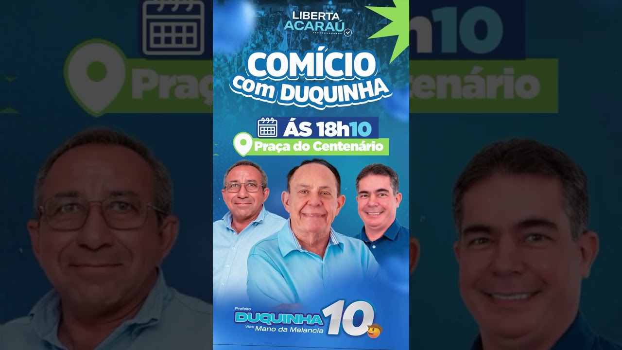 Pra&ccedil;a do Centen&aacute;rio, em Acara&uacute;, recebe &uacute;ltimo com&iacute;cio de Duquinha nessa quinta-feira, 3