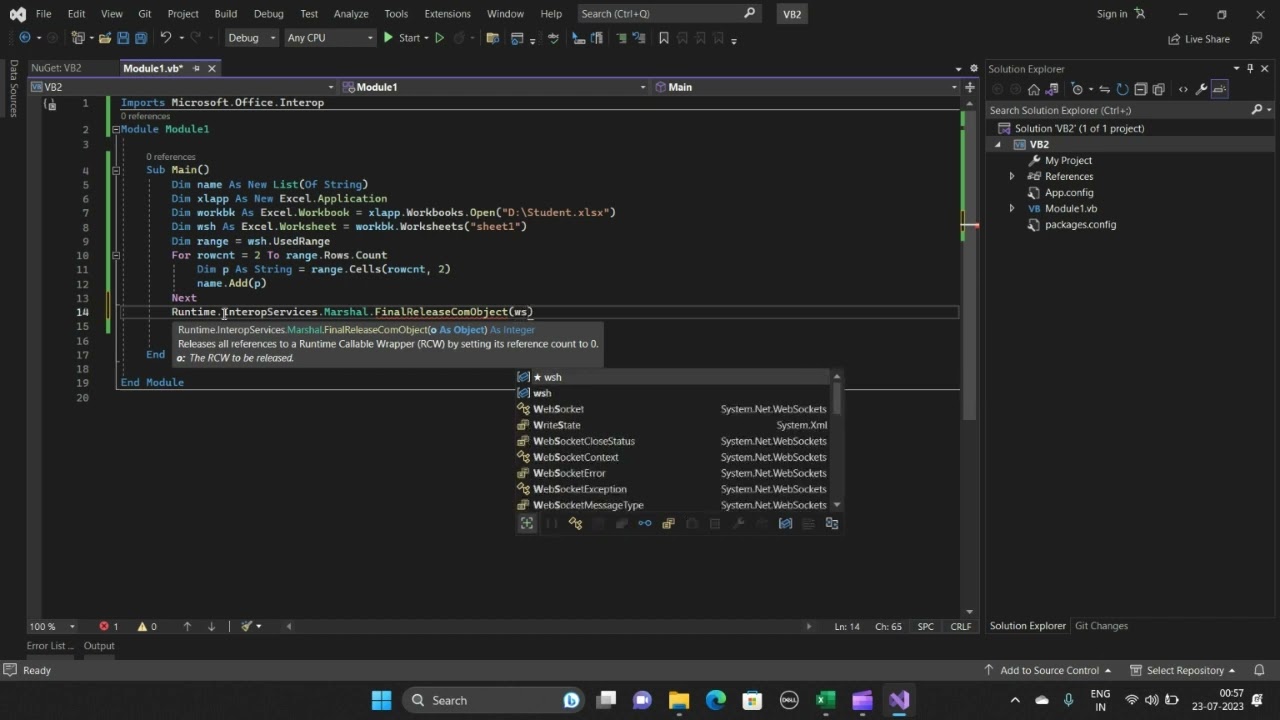 Importing/Extracting Data from Excel to VB.NET