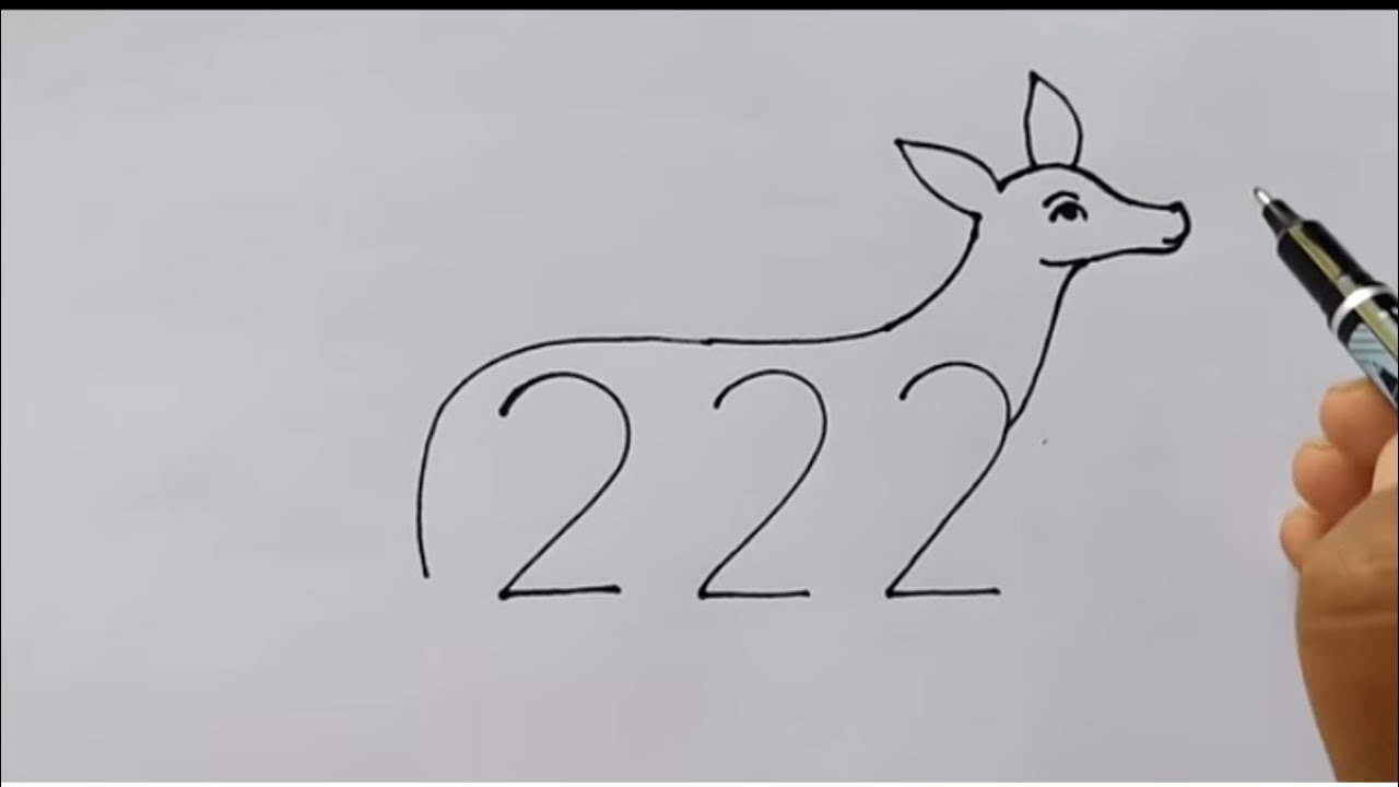 Number 222 Se Deer Drawing | Easy Hiran Drawing Tutorial Step by Step#art #pavanartist004 @A4a4a4a4 