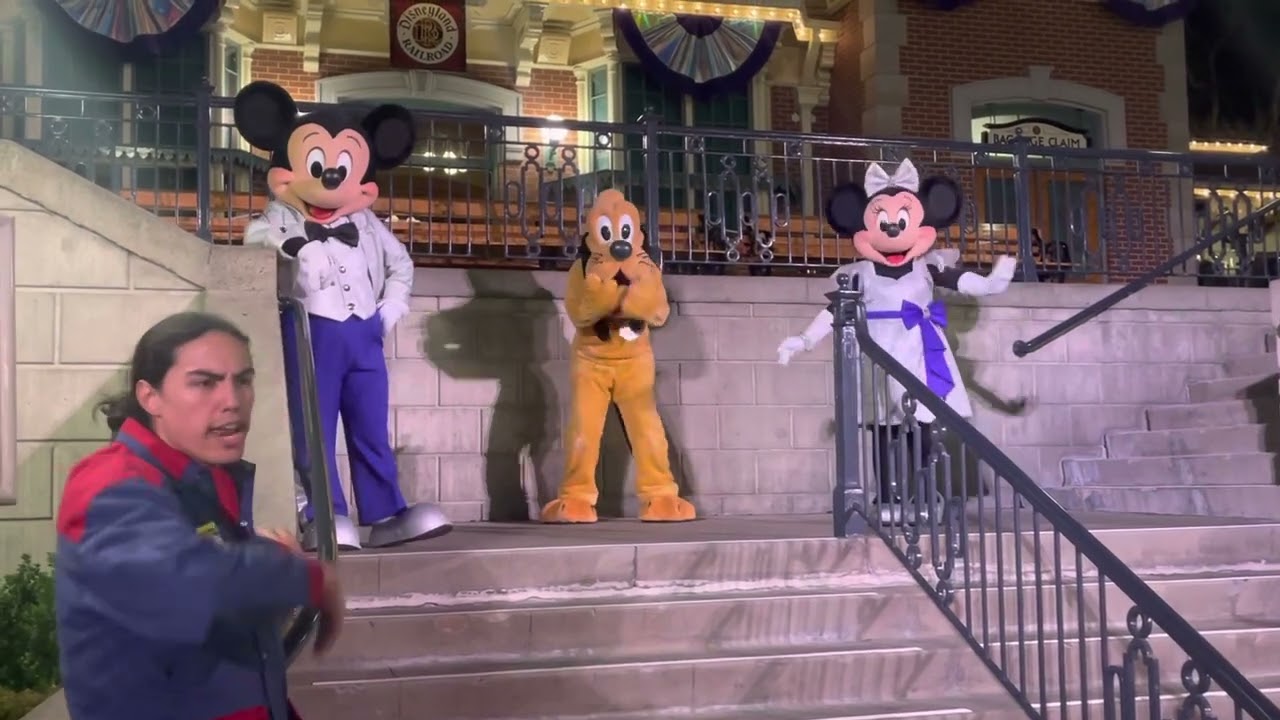 Mickey , Minnie and Pluto - playing Games  - Disneyland 100th Celebration