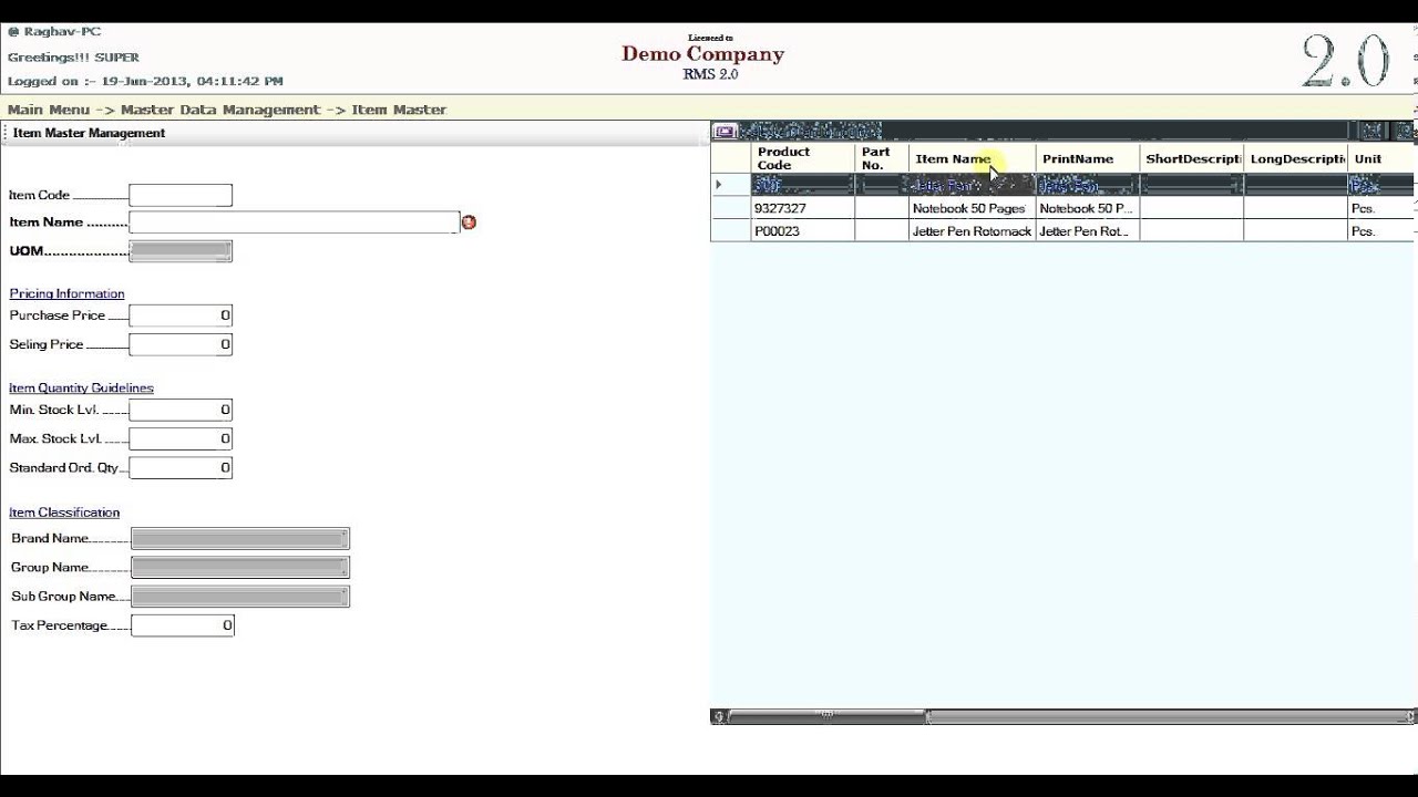 Retail Management System-Interface prototype-EmpireInfotech