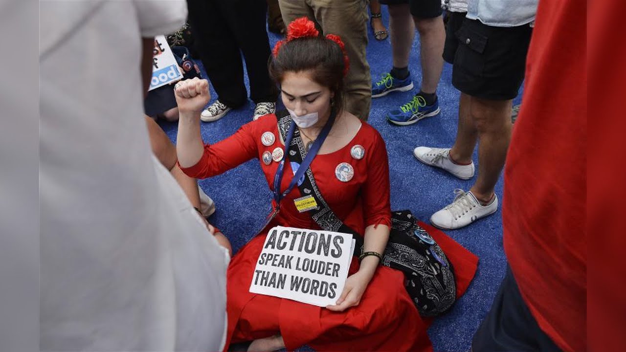 Hundreds of Sanders Delegates Walk Off Convention Floor in Protest of 