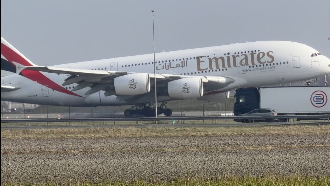 AIRBUS A380 EMIRATES DUBAI TO AMSTERDAM LANDING SCHIPHOL AIRPORT  A6EDW #automobile #aviation #viral