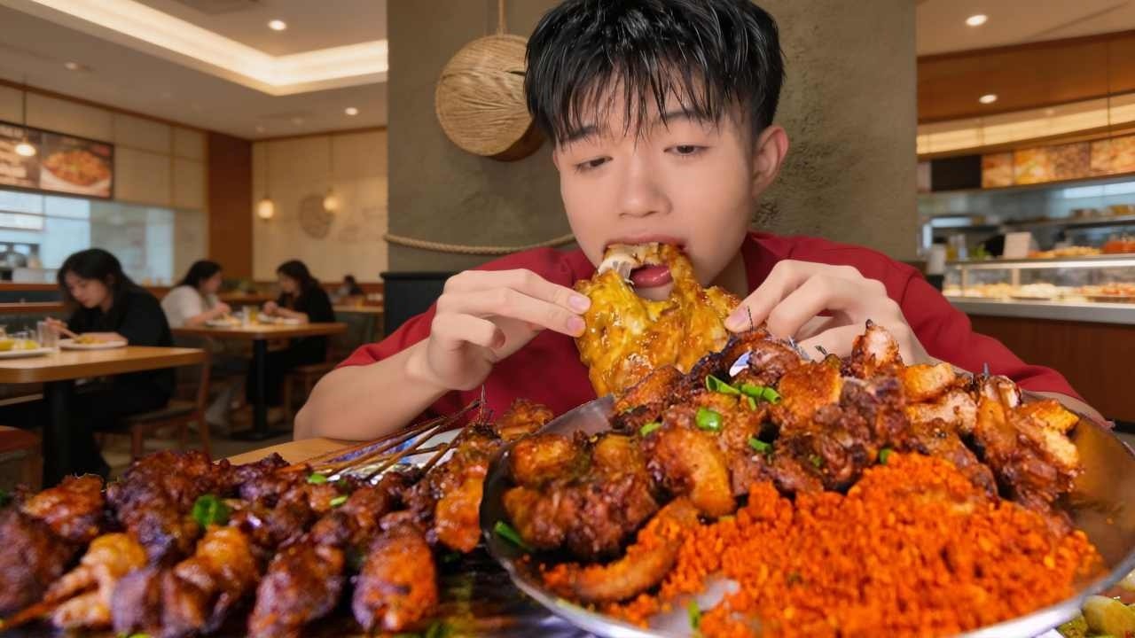 勇闯汉巴味德爽吃四小时，各种肉肉炫到满嘴流油，一盘接着一盘太爽了【冻冻超大一口】