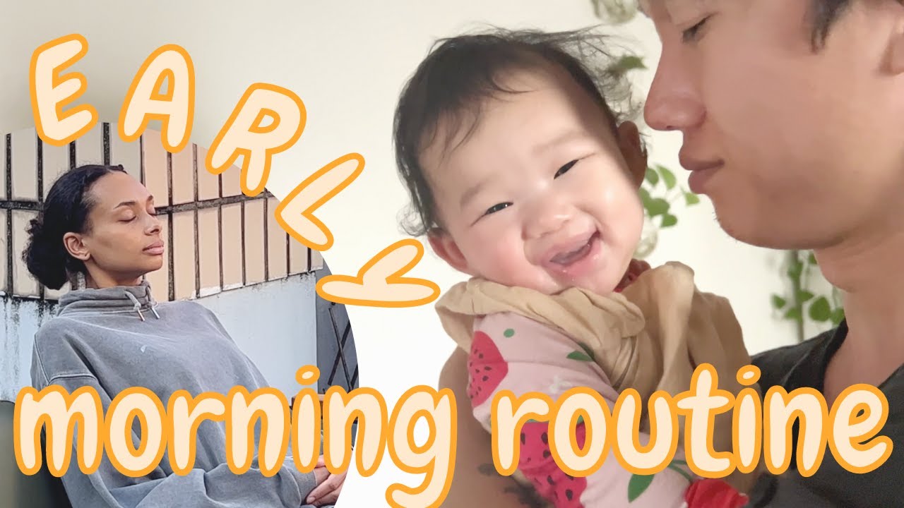 Morning Playtime with Daddy, Finally we wake up EARLY, Introducing solids, 5 months baby (Aisha Ba)