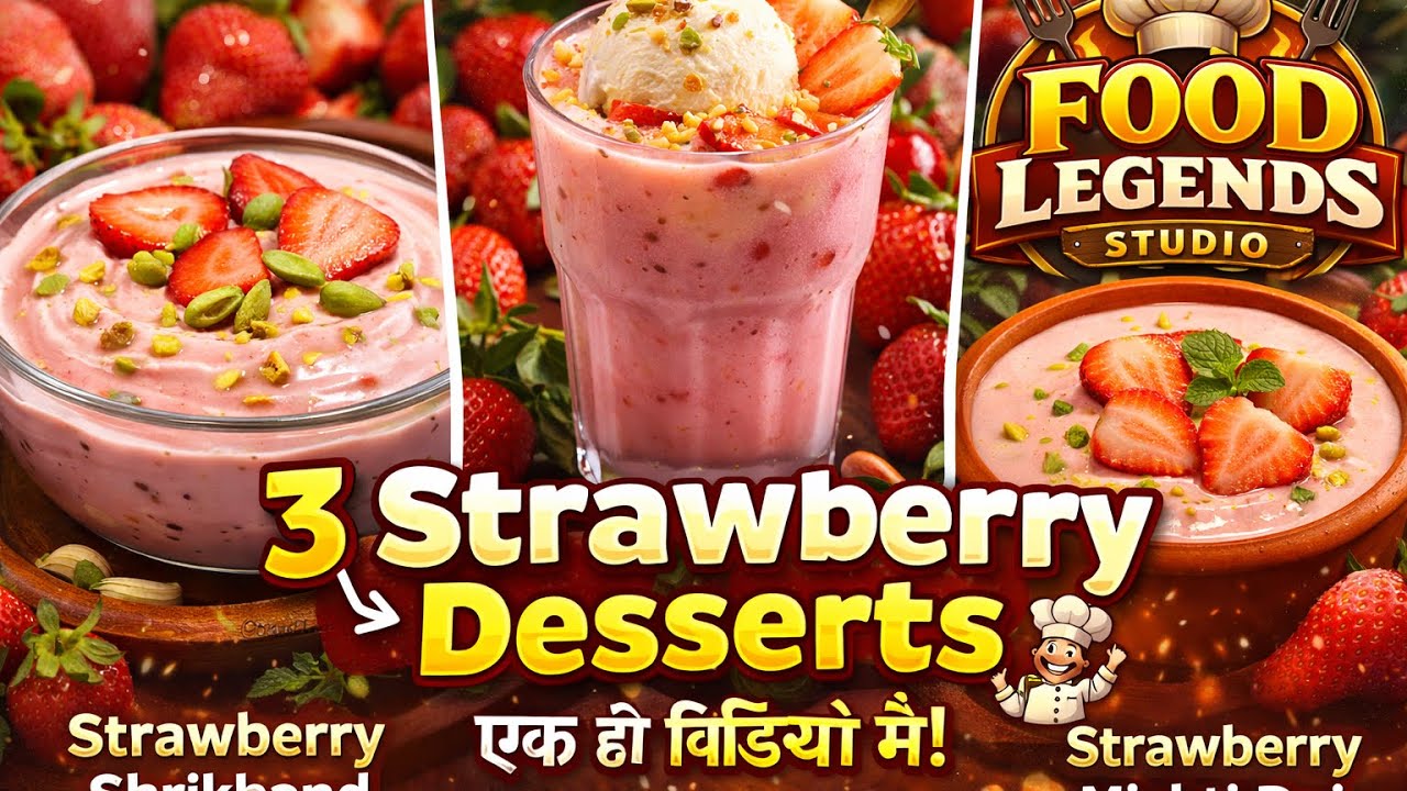 Strawberry Desserts Special | Shrikhand, Mastani & Mishti Doi at Home#shorts#viral#food