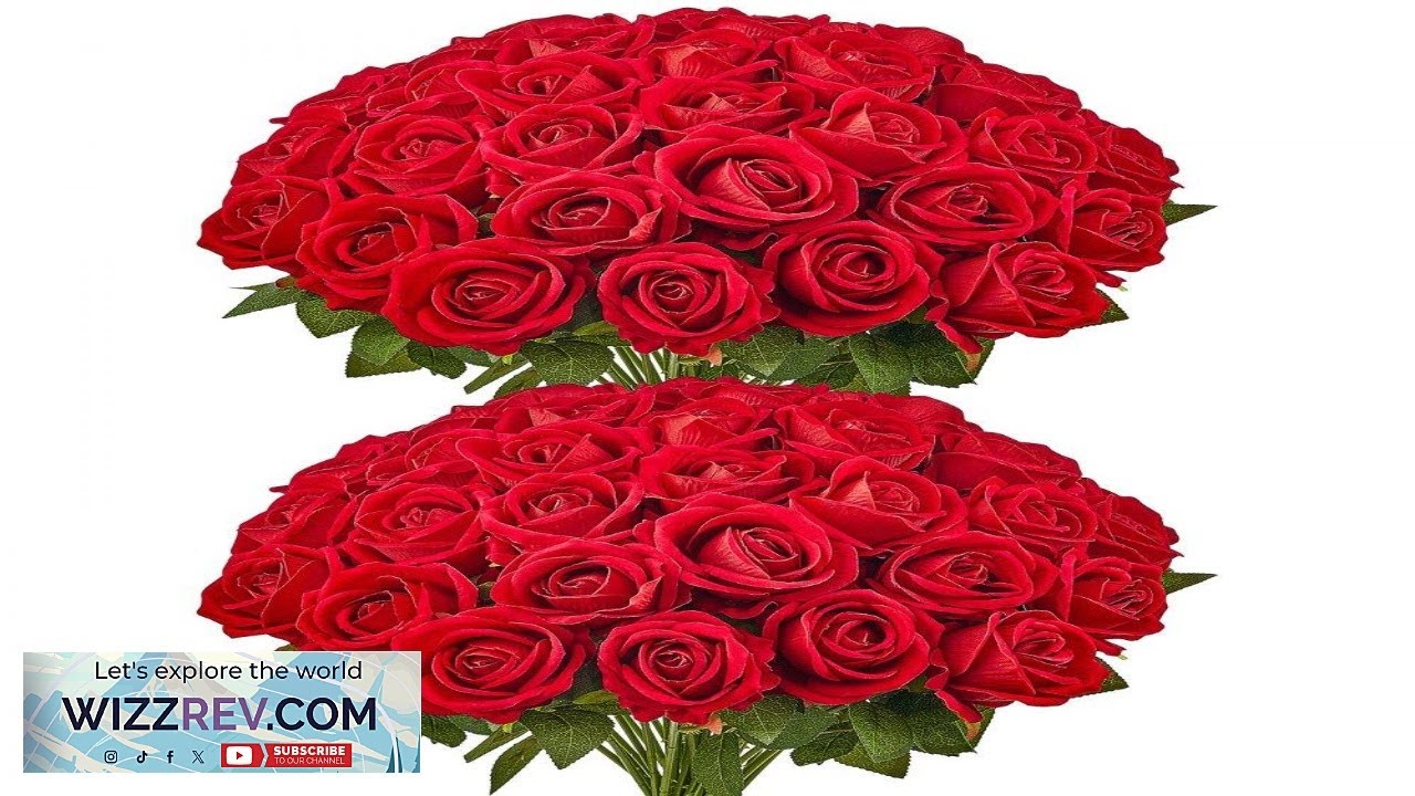 VEVOR Real Looking Artificial Flowers Red Rose Bulk Set