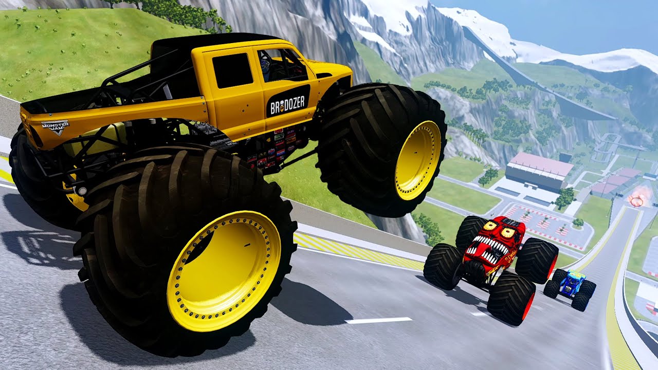 Epic High Speed monster trucks jumps stunts & crashes #091 | BeamNG Drive